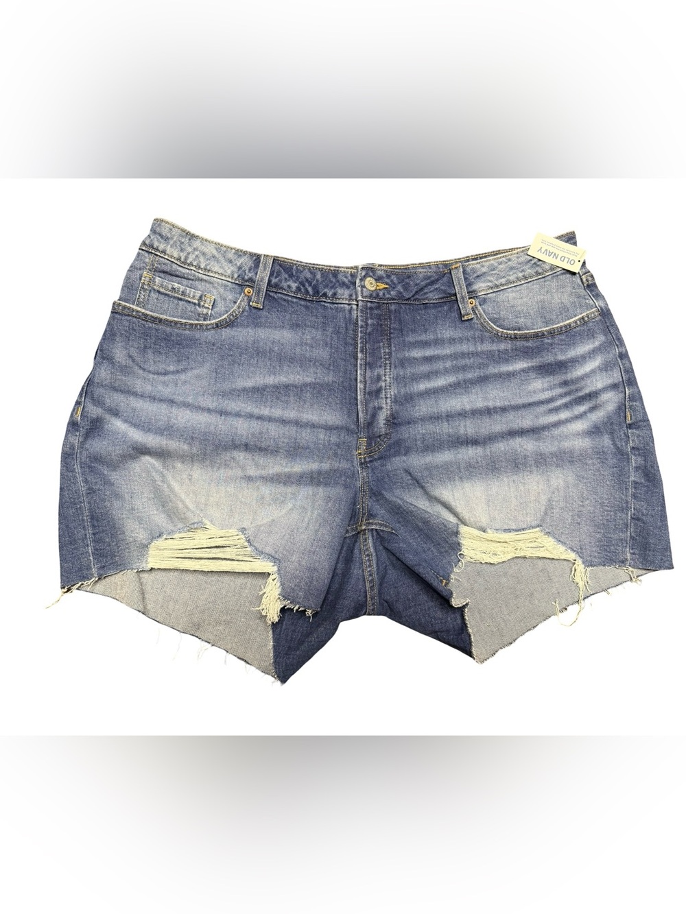 Old Navy High Rise Curvy Distressed Denim Shorts Secret Smooth Pockets Sz 20 NWT